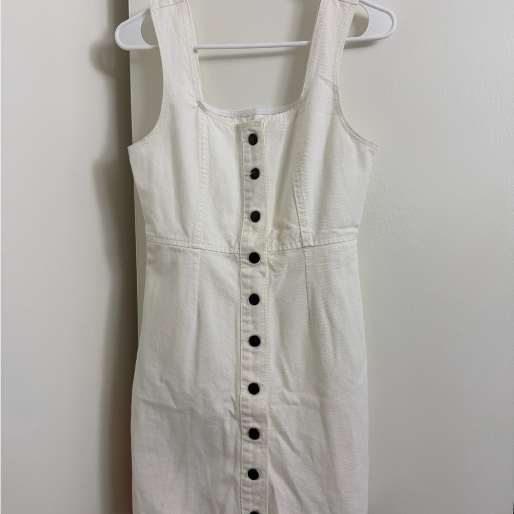 Urban Outfitters Cream Button-Front Mini Dress